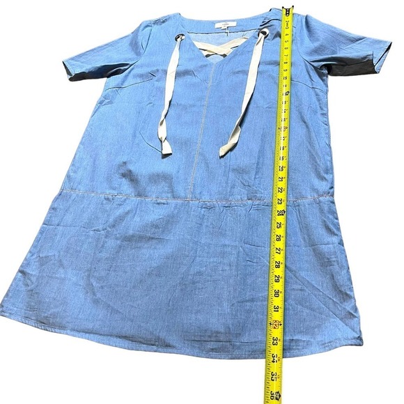 Entro Tunic Blue Chambray Dress Nautical Short Sleeve Size M - Picture 9 of 9